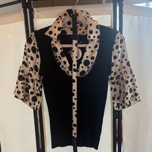 bebe Black and White Polka Dot Blouse